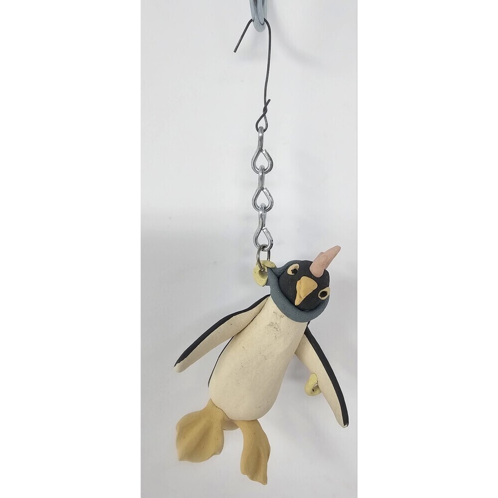 Artisan Pottery Whimsical Rebel Penguin With Mohawk Ornament Claire Barr Wilson